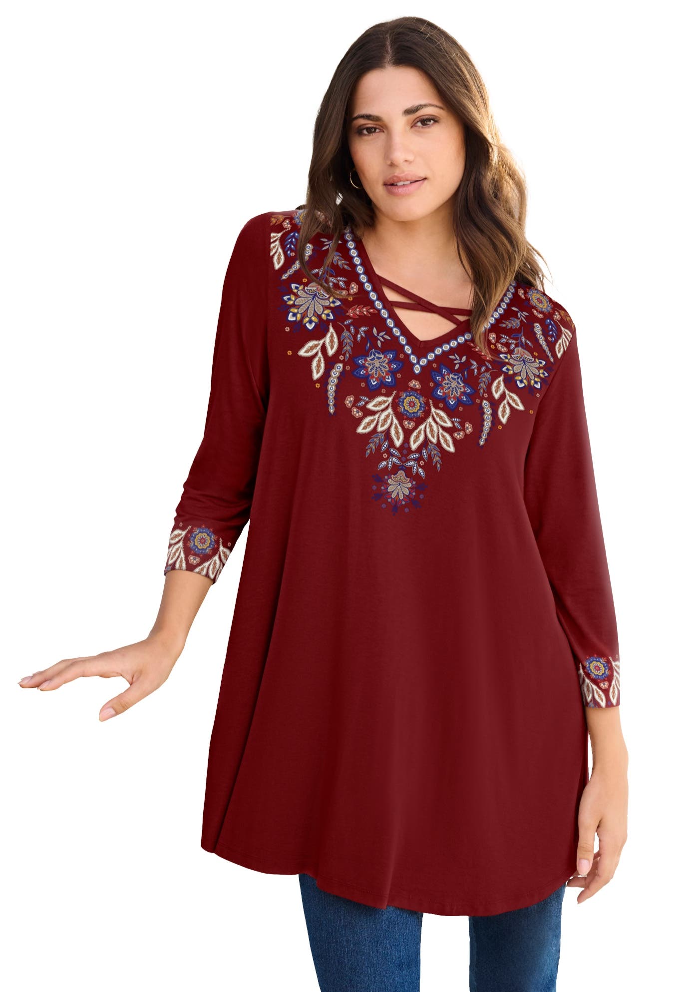 selected BURGUNDY NECKLINE FLOWERS