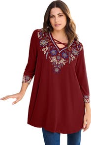 Roaman's Criss Cross Ultra Drape Swing Tunic