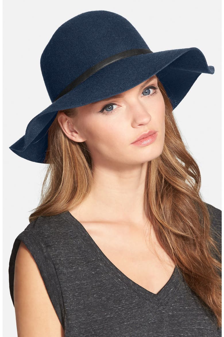 Floppy Wool Hat, Main, color, HEATHER NAVY