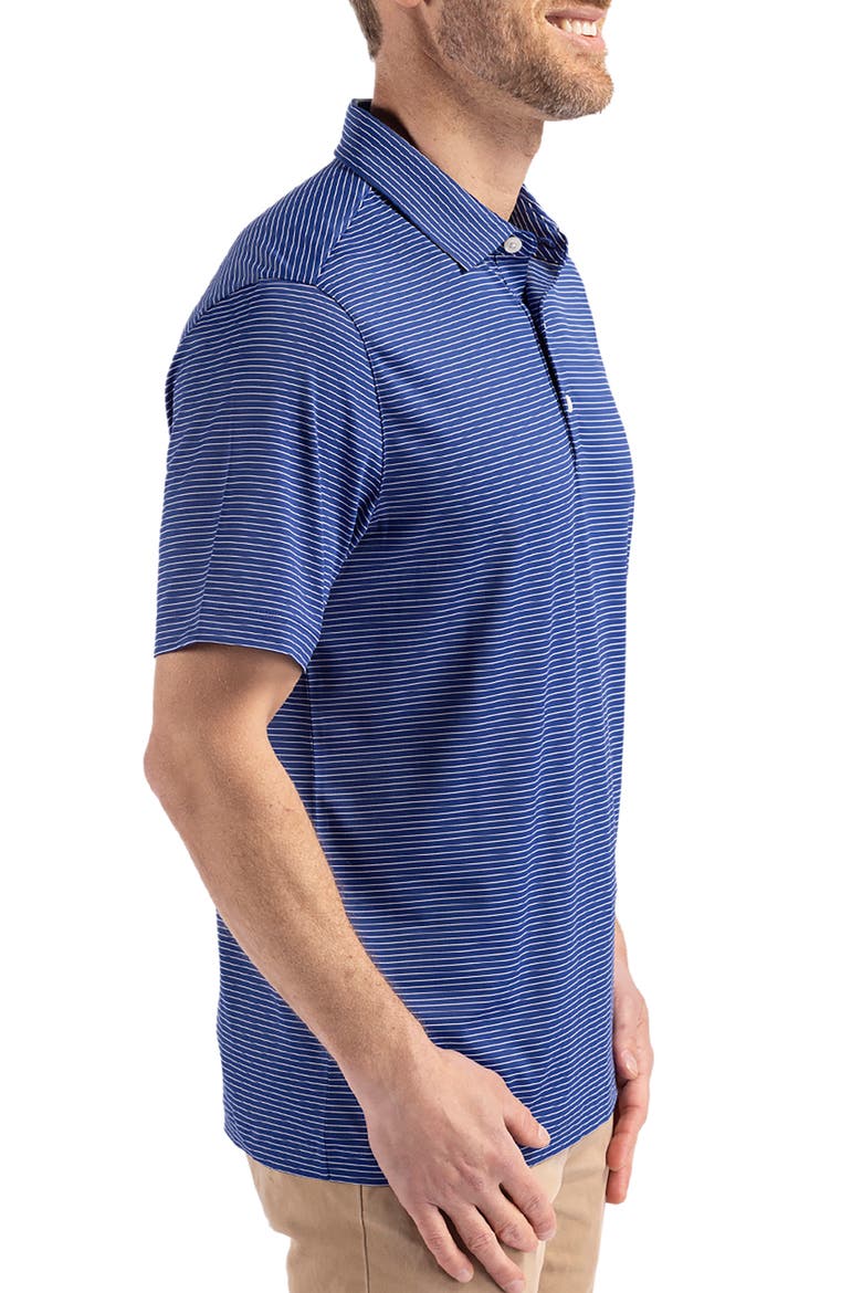 Forge Fine Line Stripe Recycled Blend Polo, Alternate, color, TOUR BLUE/WHITE