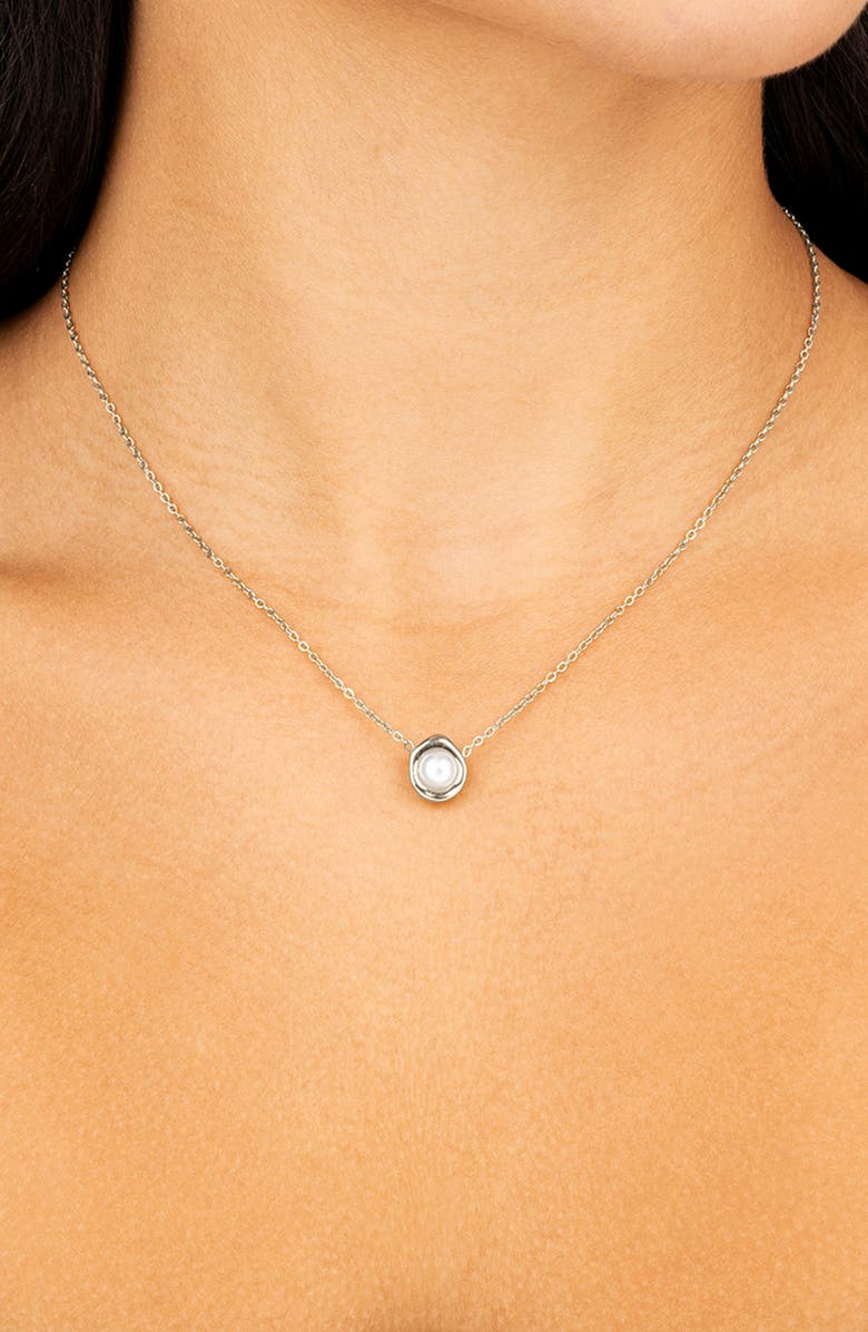Sterling Forever Joan Drop Pearl Pendant Necklace, Alternate, color, Silver