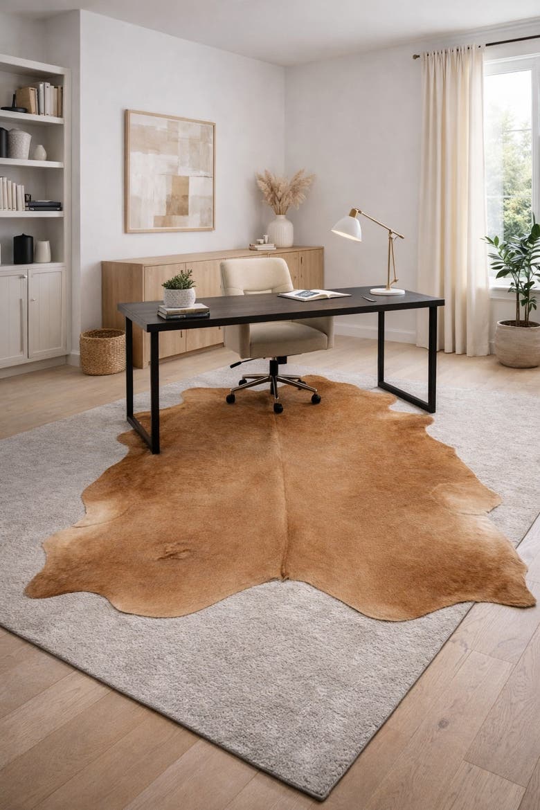 Eco Hides Lauren Browns Cowhide Rug 7'7" × 6'10", Alternate, color, Warm Browns