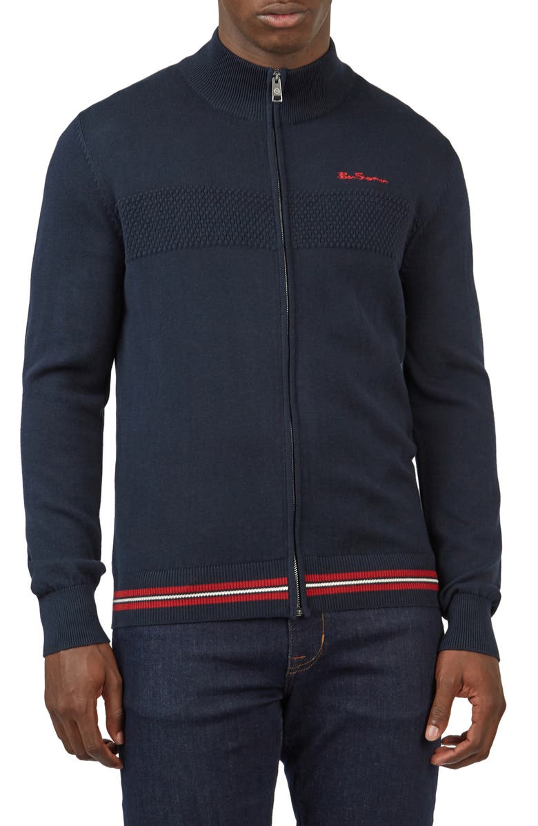 Ben Sherman Mock Neck Full-Zip Sweater, Main, color, 