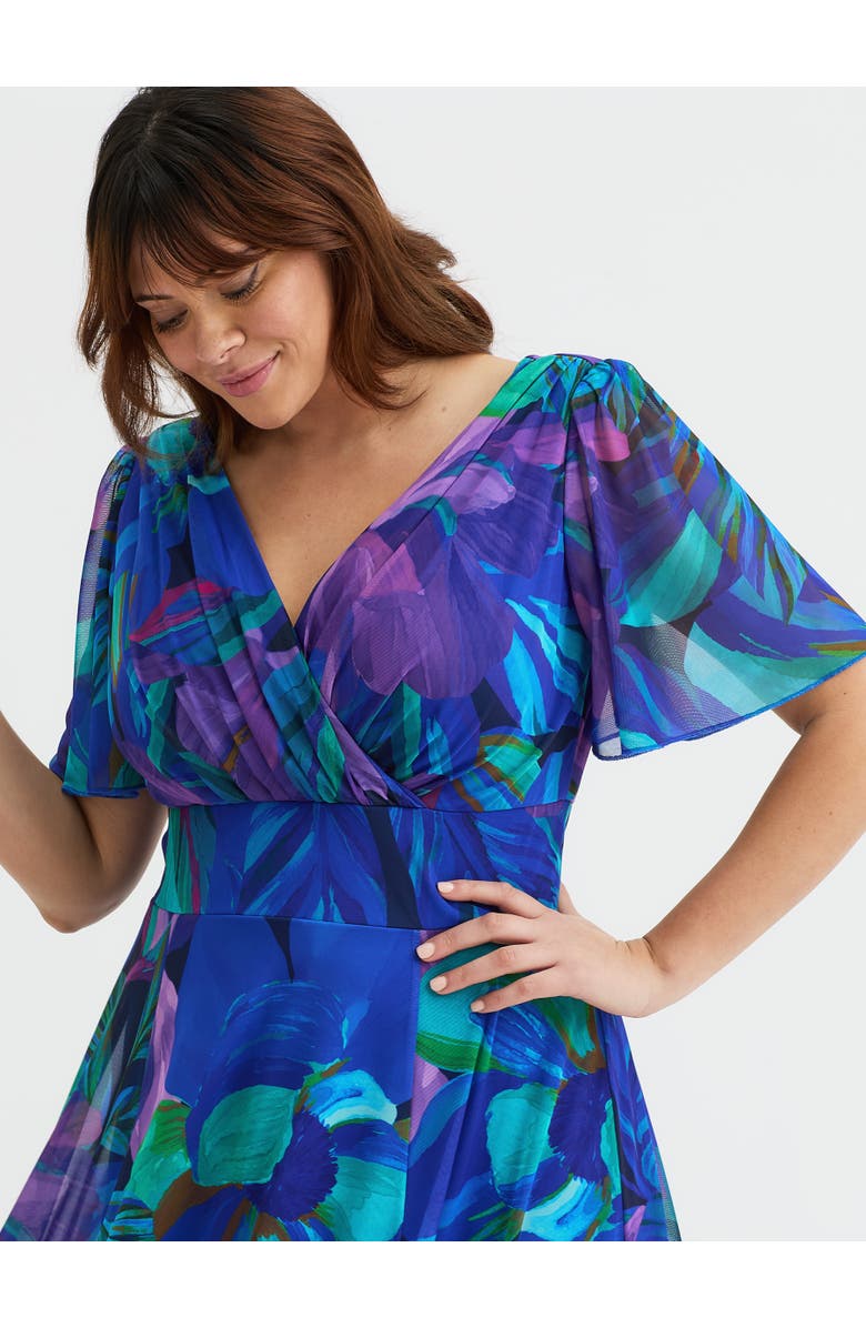 Scarlett & Jo Isabelle Floral Angel Sleeve Maxi Dress, Alternate, color, Blue Purple Multi