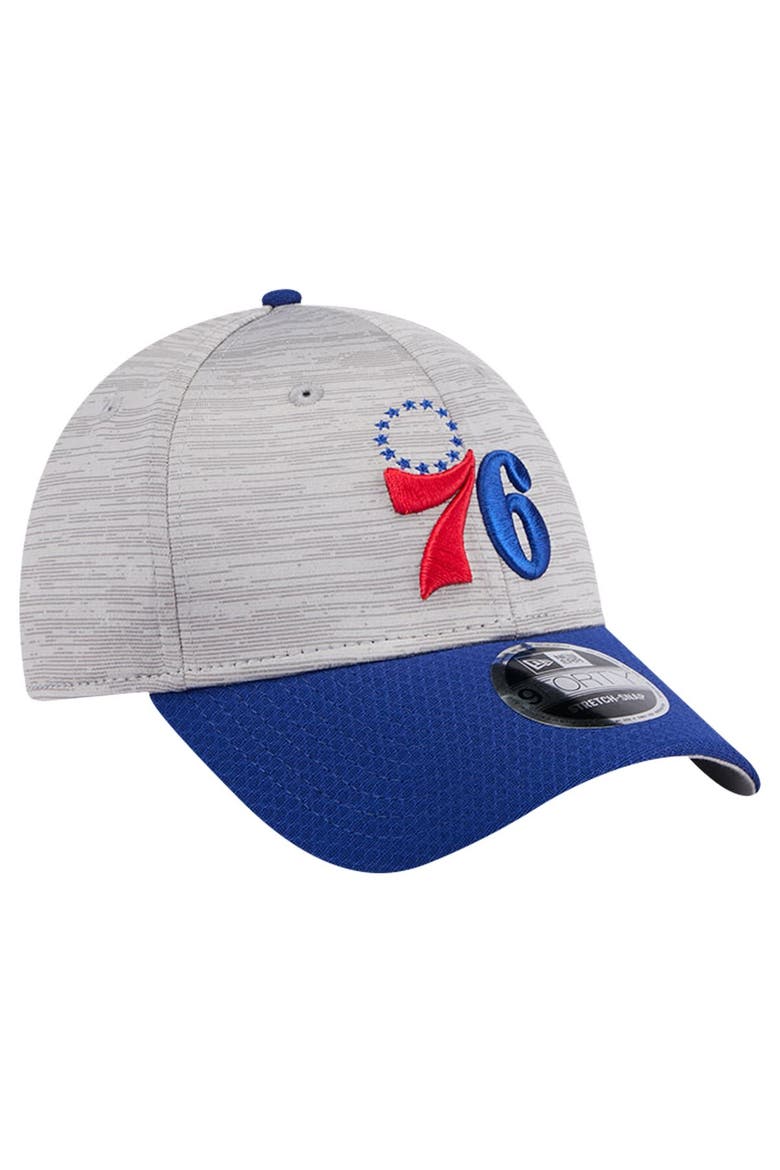 Men's New Era Heather Gray/Royal Philadelphia 76ers Active Digi-Tech Two-Tone 9FORTY Adjustable Hat, Alternate, color, Heather Gray