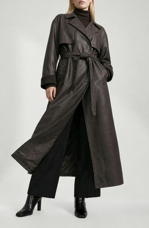 Abby Faux Leather Trench Coat