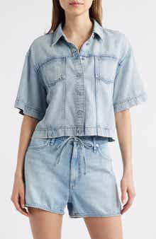 rag & bone Abby Crop Denim Button-Up Shirt