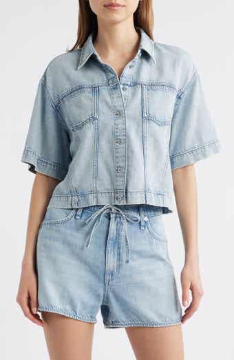rag & bone Abby Crop Denim Button-Up Shirt