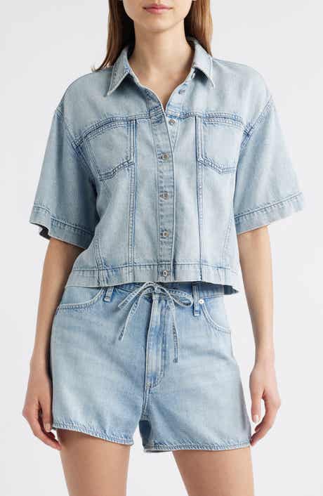 rag & bone Abby Crop Denim Button-Up Shirt