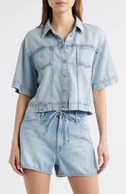 rag & bone Abby Crop Denim Button-Up Shirt