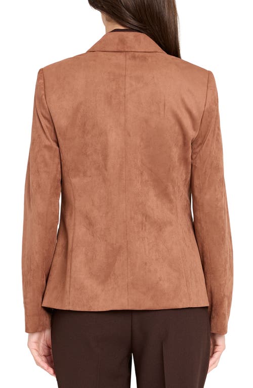 Tahari Asl One-button Faux Suede Jacket In Brown
