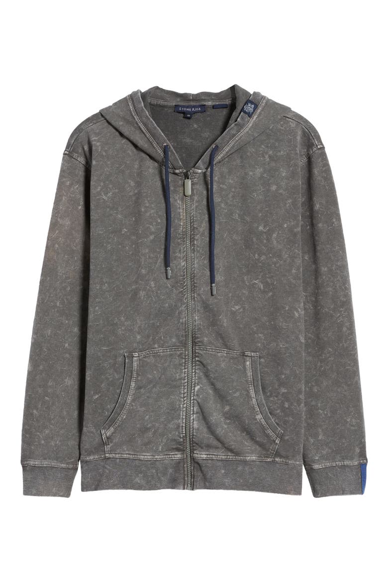 Acid Wash Fleece Zip Hoodie, Alternate, color, GREY