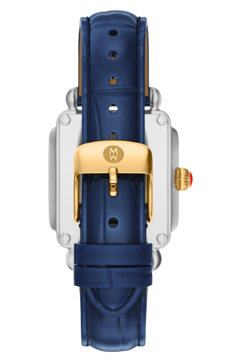 Deco Sport Mid Leather Strap Watch, 29mm x 31mm, Alternate, color, NAVY