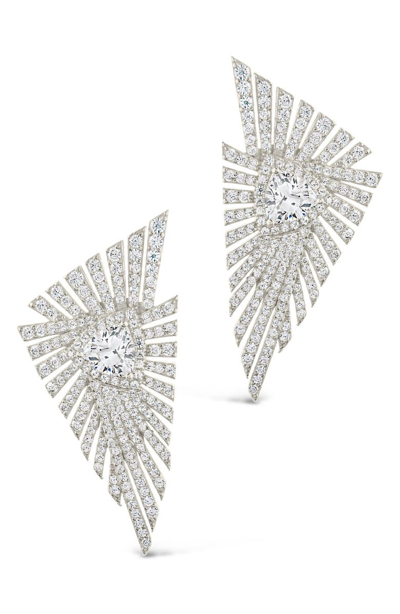 Sterling Forever Rosanne Cubic Zirconia Statement Stud Earrings, Alternate, color, Silver