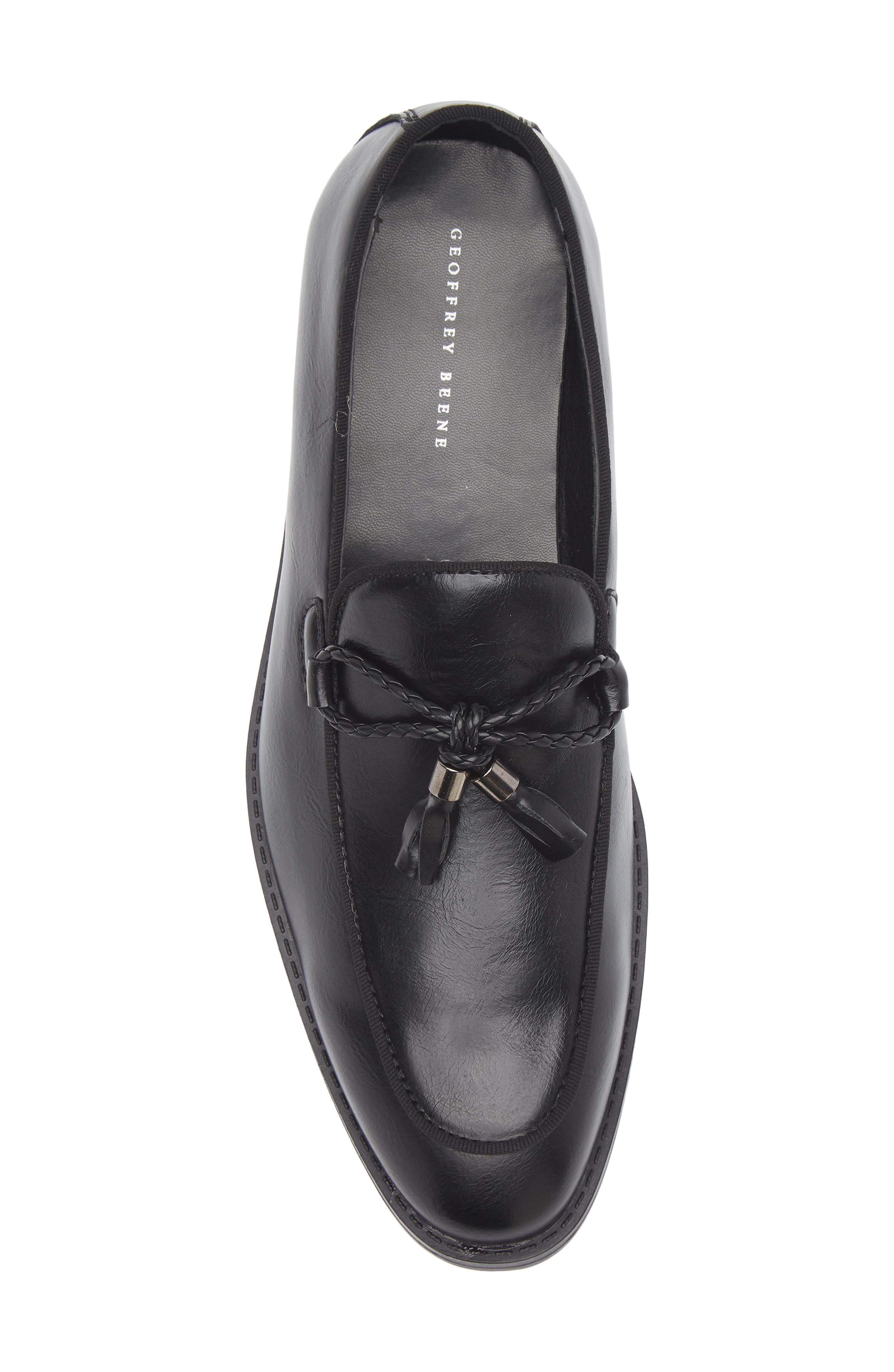 GEOFFREY BEENE Tassel Faux Leather Loafer, Alternate, color, Black