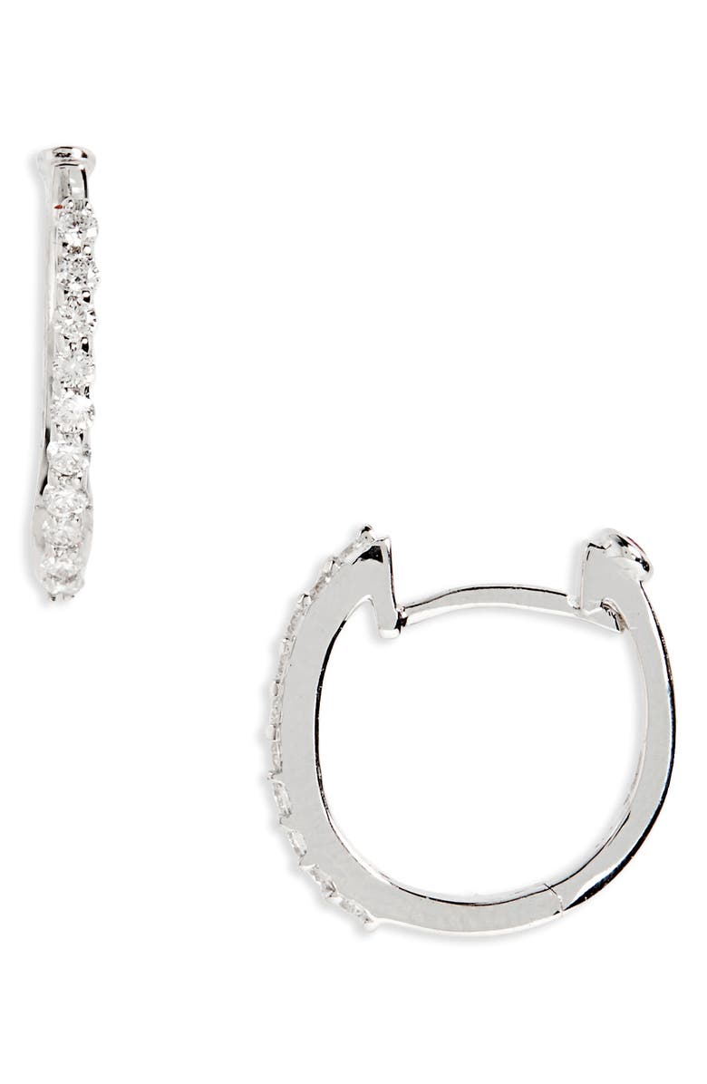 Roberto Coin Small Diamond Hoop Earrings, Main, color, Wg