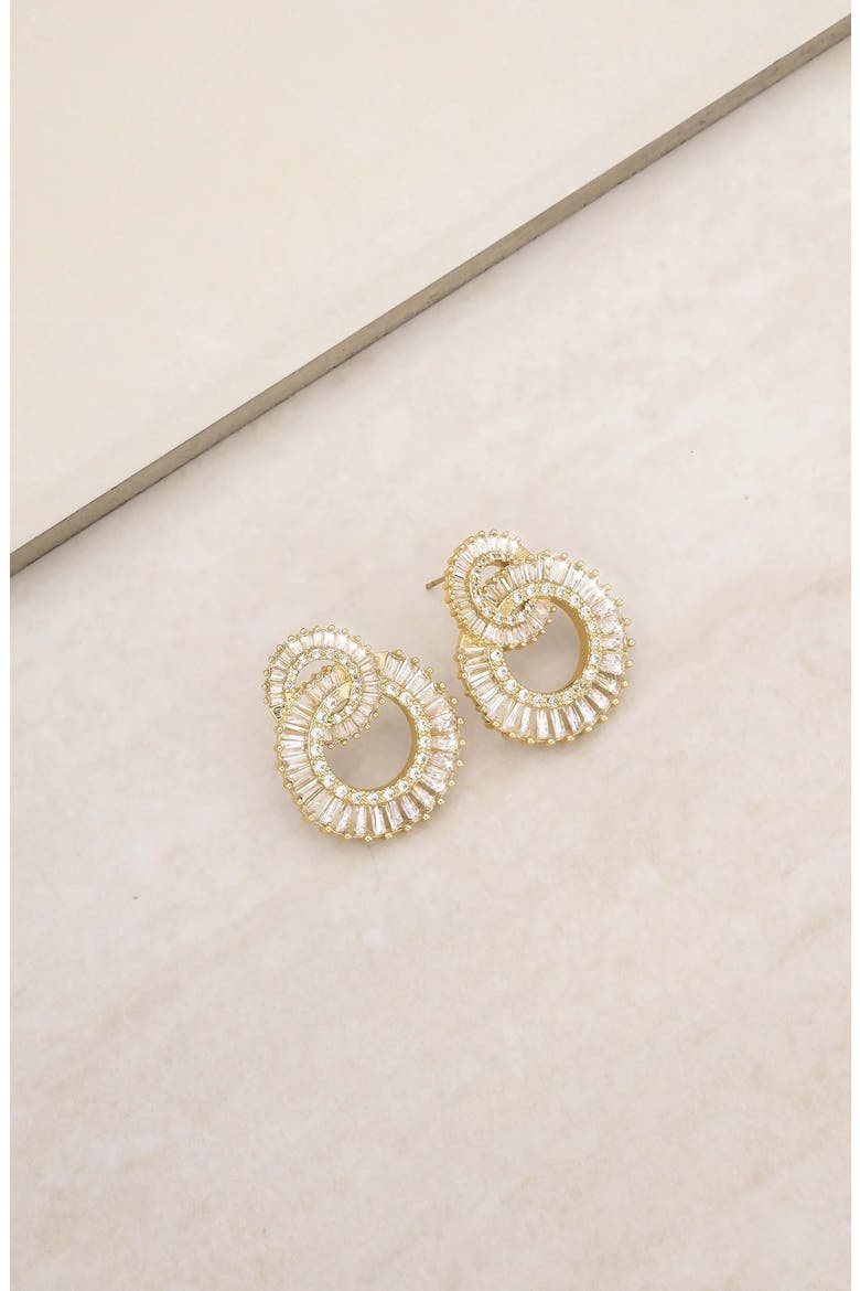Rotating Circle Stud Earrings, Alternate, color, GOLD