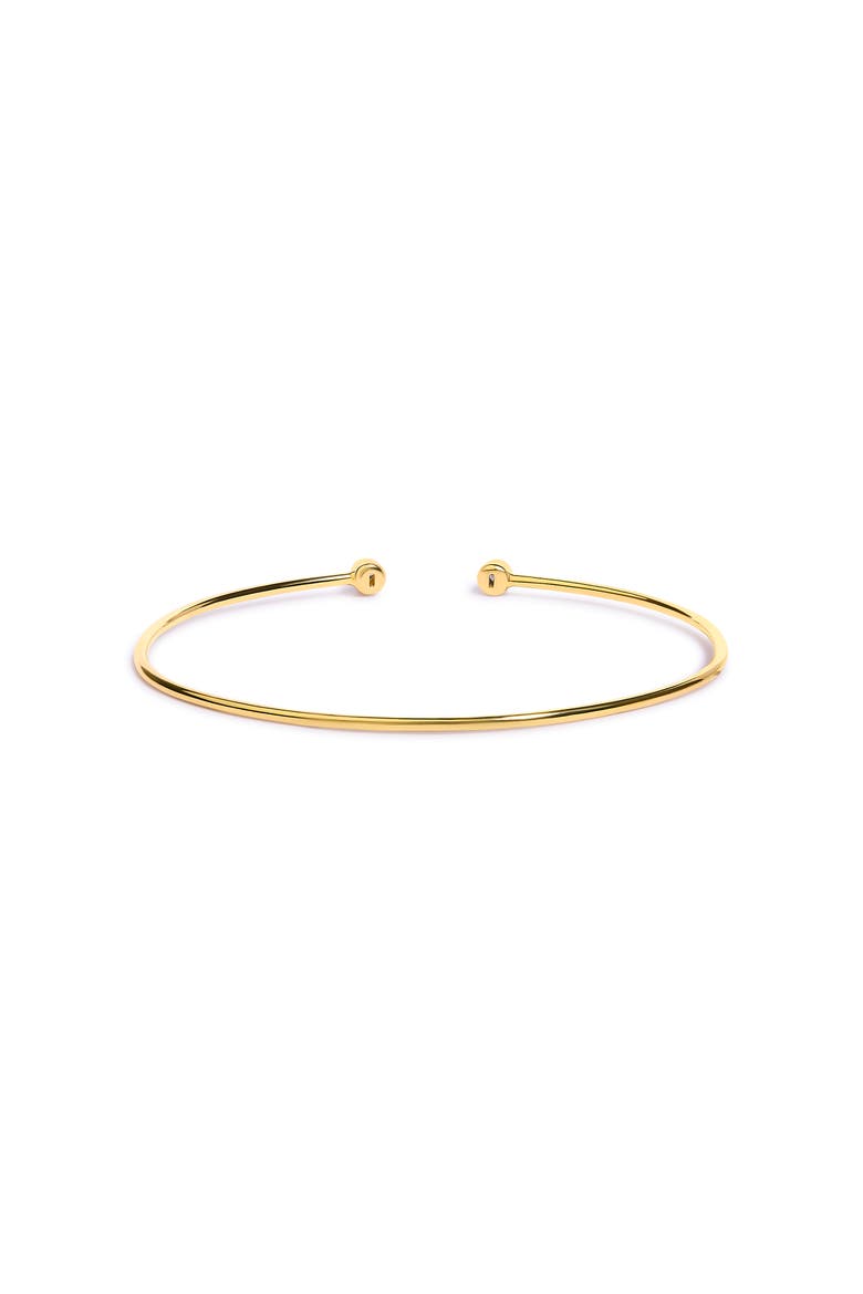 10K Yellow Gold plated Sterling Silver Lab Grown Diamond Accent Bezel Cuff Bangle Bracelet, Alternate, color, Yellow Gold over Silver