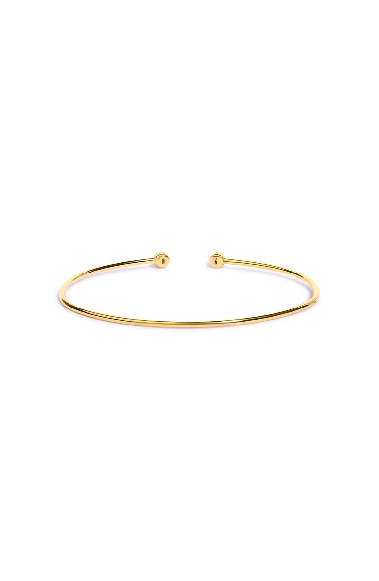 Haus of Brilliance 10K Yellow Gold plated Sterling Silver Lab Grown Diamond Accent Bezel Cuff Bangle Bracelet, Alternate, color, Yellow Gold Over Silver