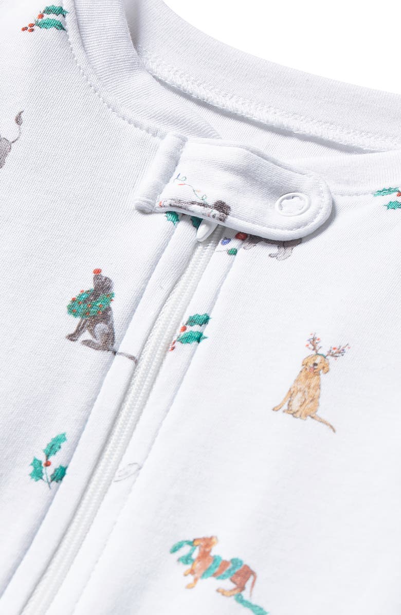 Petite Plume Jingle Paws Fitted One-Piece Pima Cotton Pajamas, Alternate, color, White