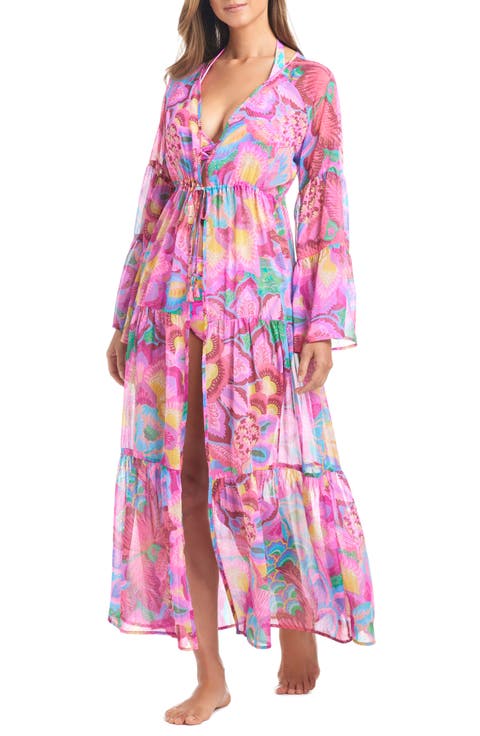 Print Long Sleeve Cover-Up Dress