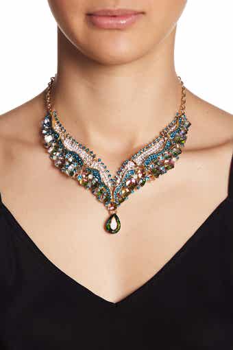 EYE CANDY LOS ANGELES Multicolored Glass Crystal Mermaid Tail Collar Necklace
