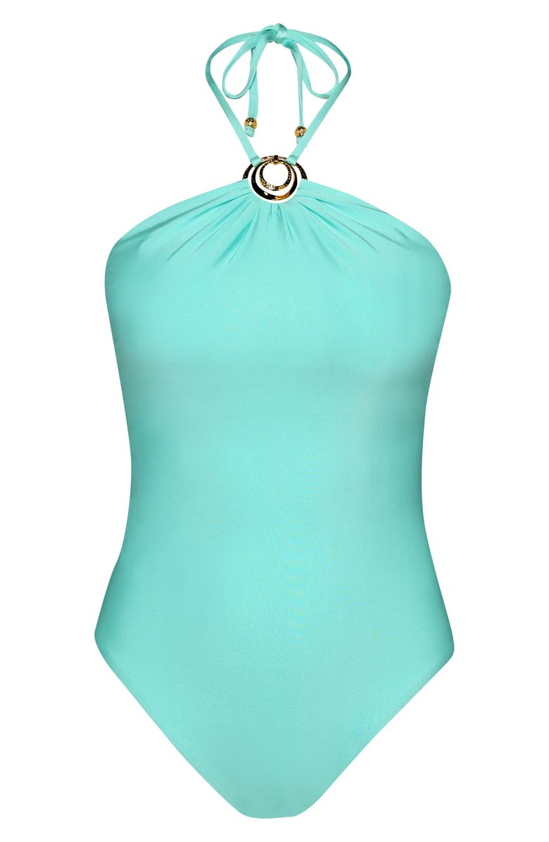 Sunshine 79 Solids Halter Neck One-Piece Swimsuit, Alternate, color, Seaglass