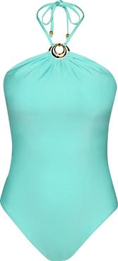 Sunshine 79 Solids Halter Neck One-Piece Swimsuit