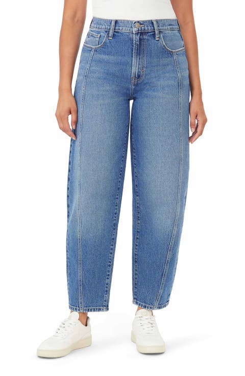 High Waist Ankle Barrel Leg Jeans