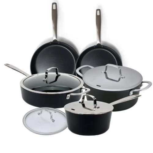 Alva Maestro Nonstick Cookware Set In Black