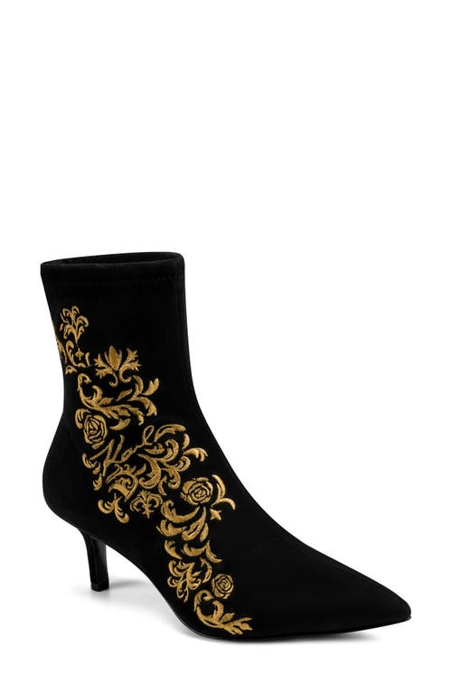 Karl Lagerfeld Paris Rupali Rococo Embroidered Bootie In Black