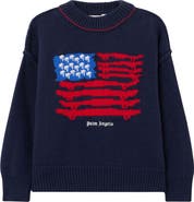 Palm Angels Kids' Palms Flag Knit Crewneck Sweater