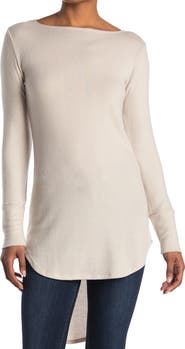 GO COUTURE Graphic Boat Neck Top
