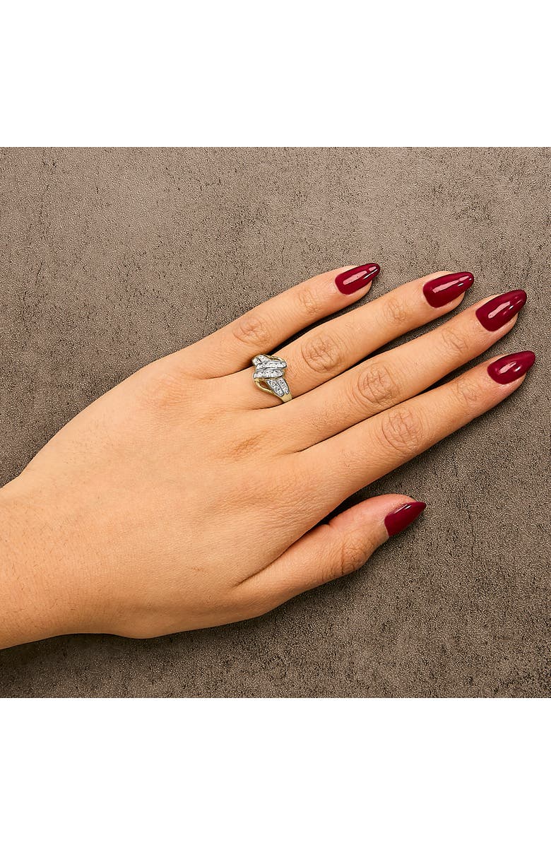 Haus of Brilliance 10K Yellow Gold Plated .925 Sterling Silver 1.0 Ctw Diamond Flower Cluster Open Halo Floral Ring, Alternate, color, Yellow Gold Over Silver