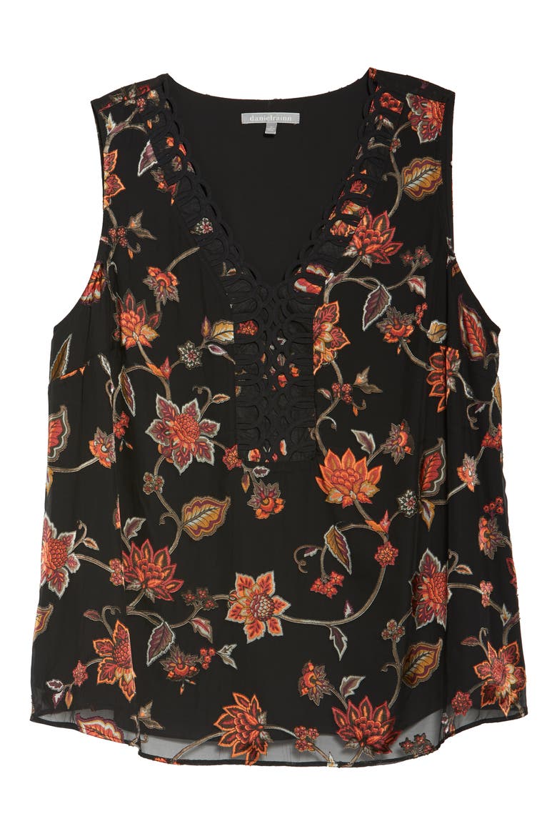 Daniel Rainn Satin Burnout Tank Top, Alternate, color, G238 BLK