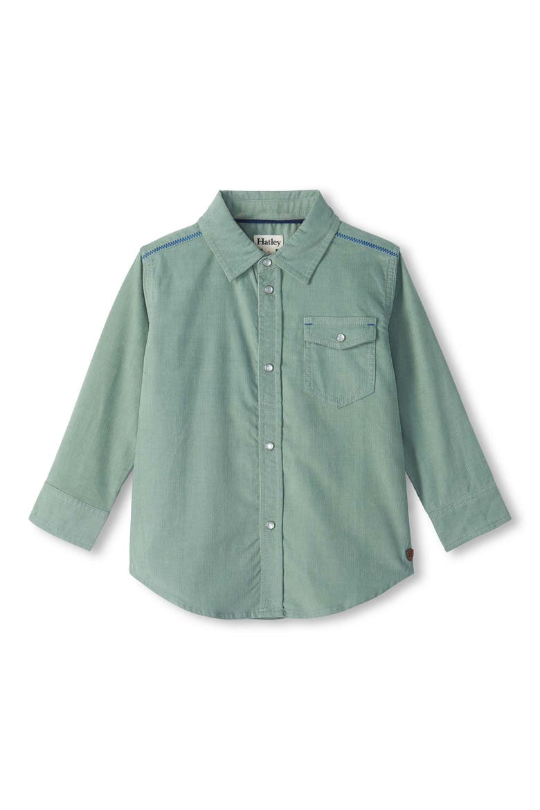 Kids' Cotton Corduroy Snap-Up Shirt, Main, color, CHINOIS GREEN