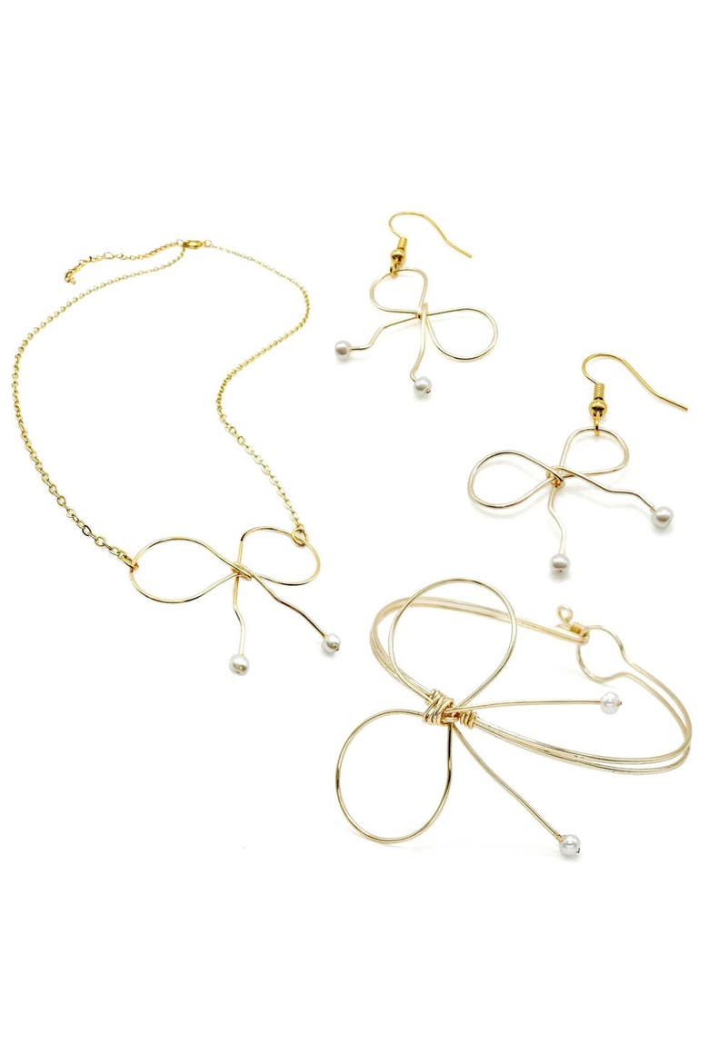 With A Bow Bracelet, Alternate, color, Gold