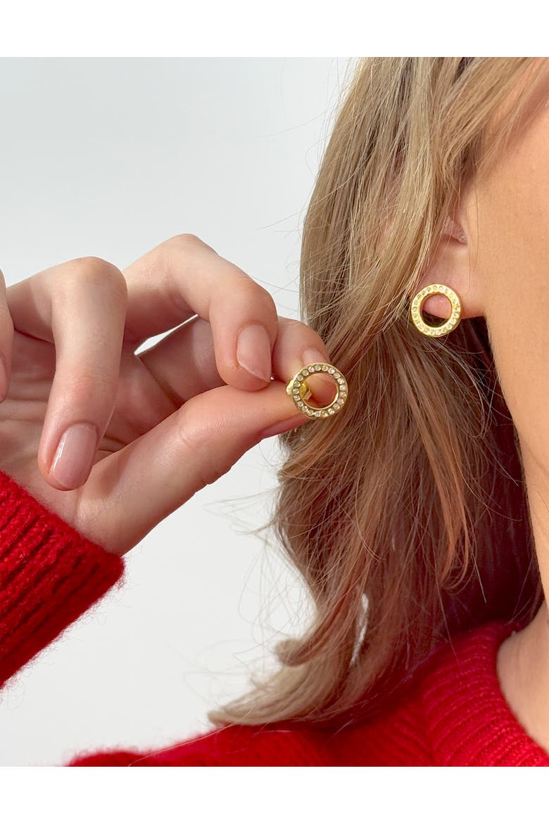 Art Deco Halo Studs, Alternate, color, Gold