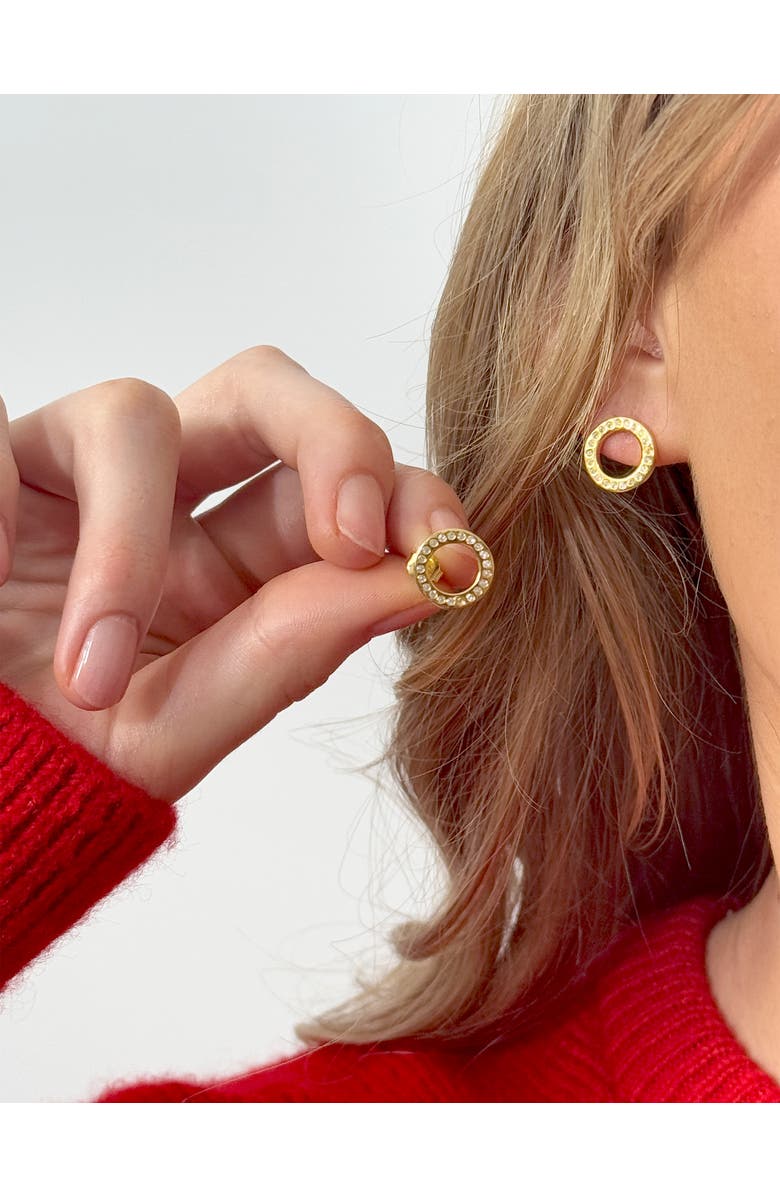 Lucy Quartermaine Art Deco Halo Studs, Alternate, color, Gold
