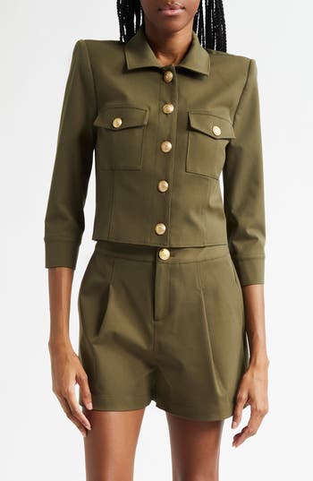 L'agence Kumi Cropped Jacket In Green