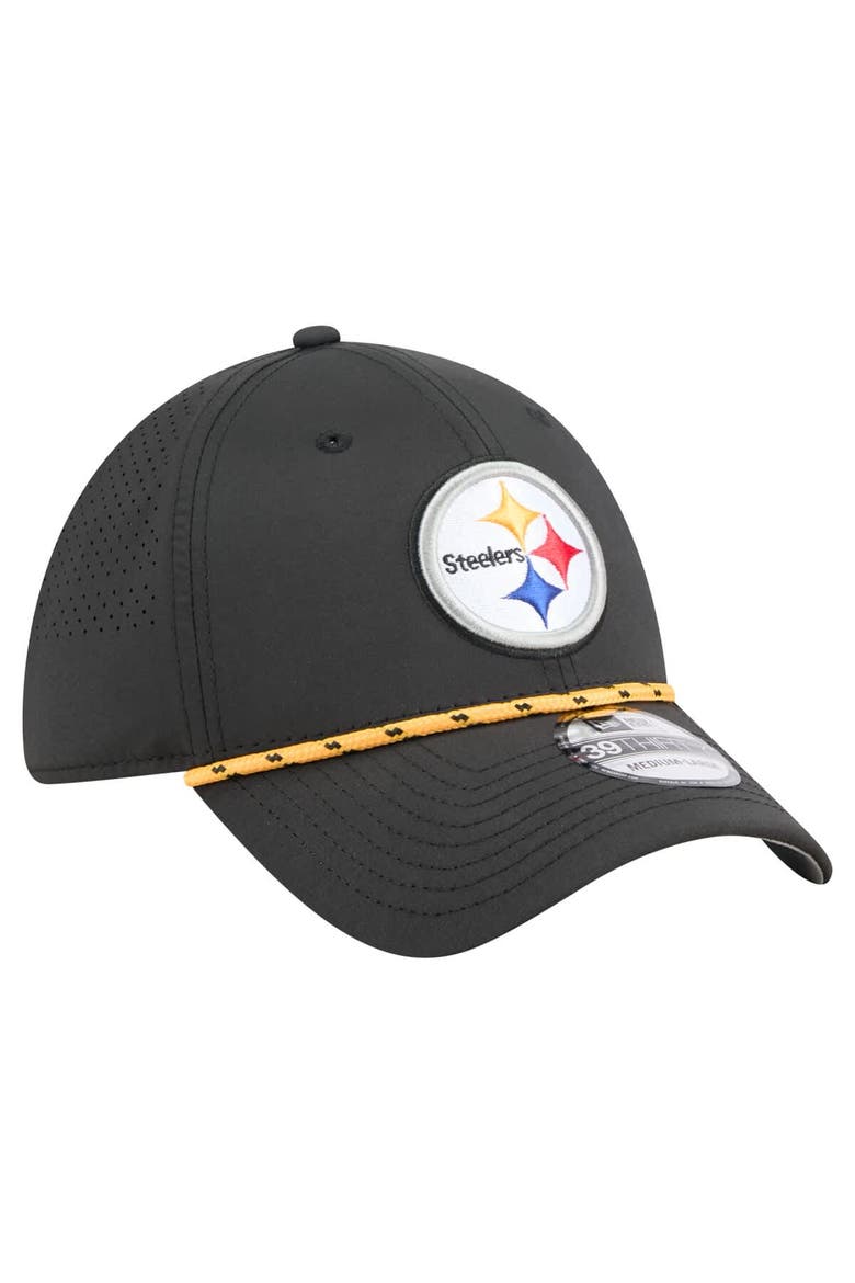 Men's New Era Black Pittsburgh Steelers Perforated 39THIRTY Flex Hat, Alternate, color, Black