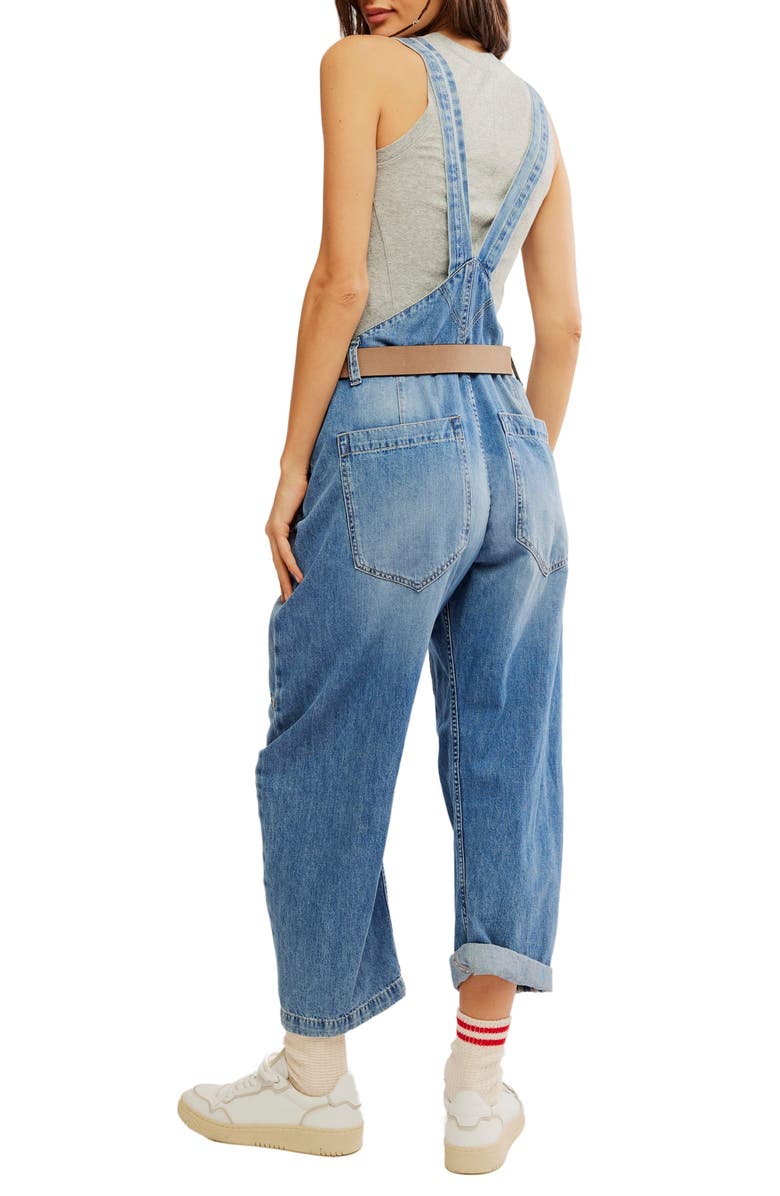 Free People Way Back Denim Overalls, Alternate, color, 