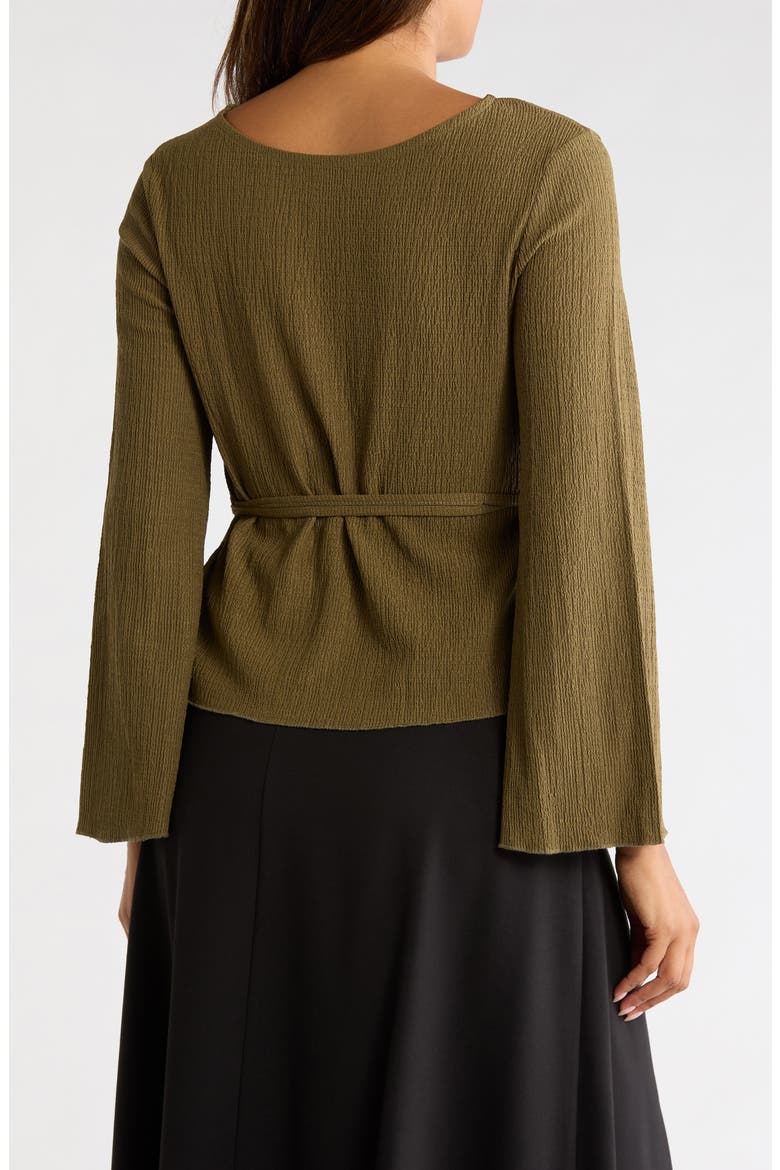 Lace Back Long Sleeve Top with Bell Sleeves, Alternate, color, OLIVE