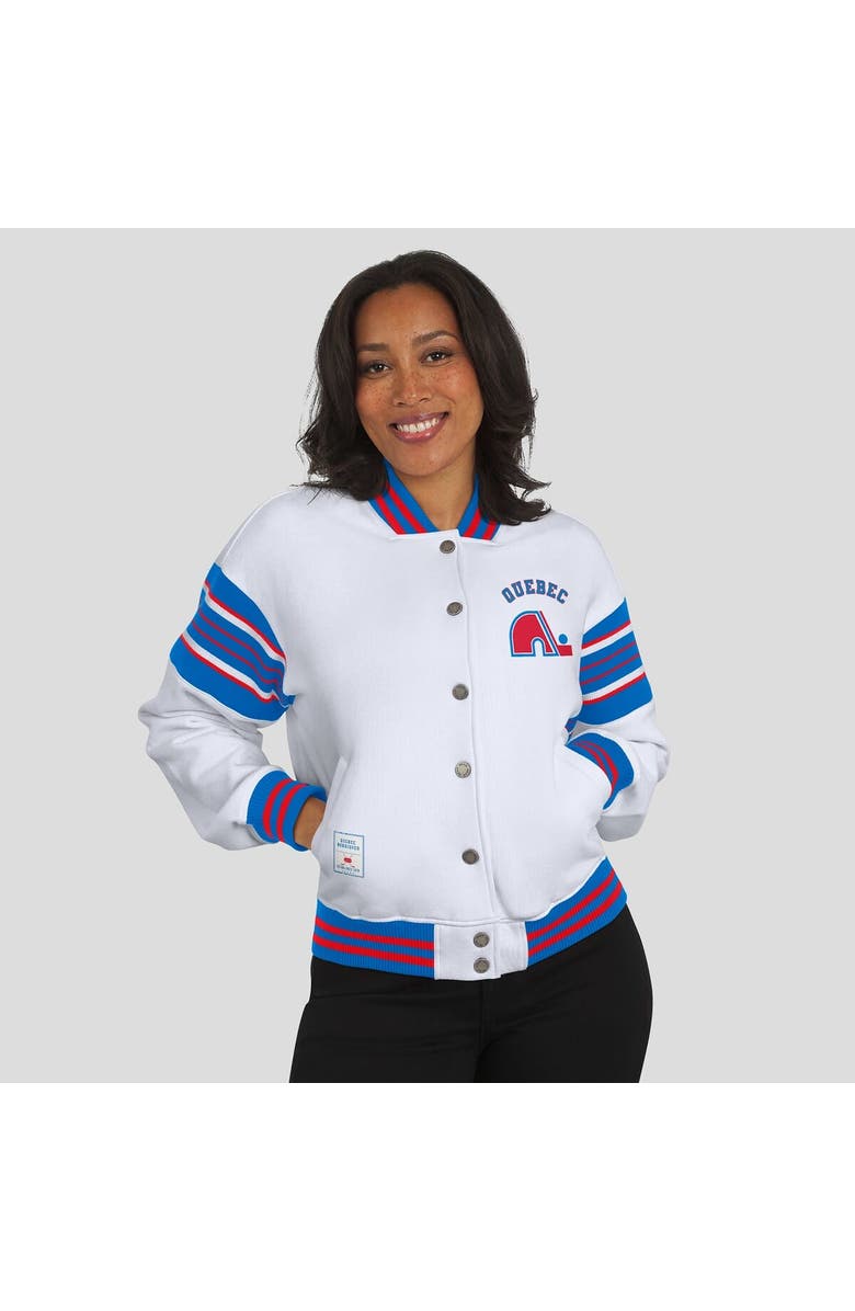 WEAR by Erin Andrews Women's WEAR by Erin Andrews White/Blue Quebec Nordiques Full-Snap Fleece Sweatshirt Jacket, Alternate, color, Blue