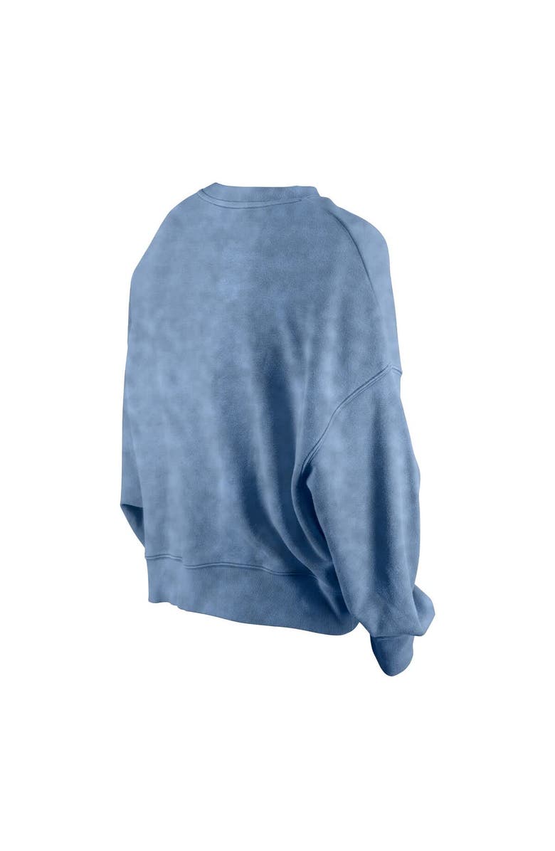 New Era Women's New Era Light Blue Philadelphia Phillies Throwback Boxy Enzyme Wash Fleece Crewneck Pullover, Alternate, color,