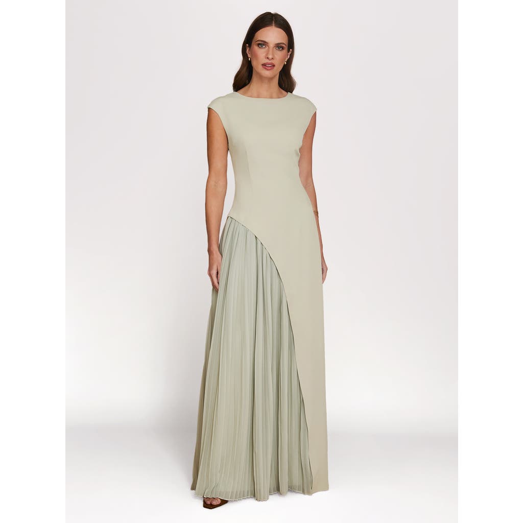 Six Stories Pleated Skirt Cap Sleeve Maxi Dress In Green