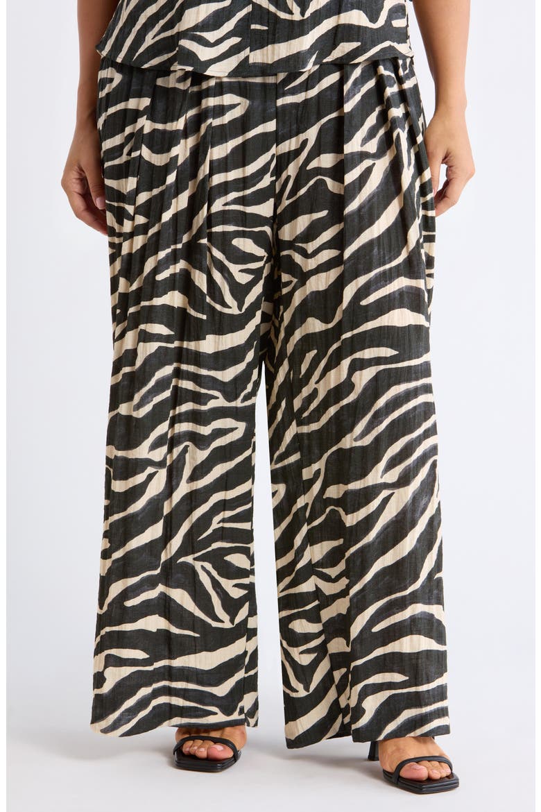 Skyrise Pleated Palazzo Pants, Main, color, CHARCOAL/ ECRU