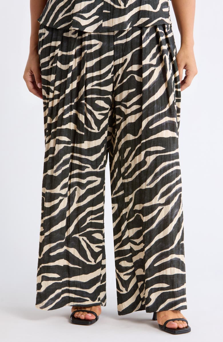 Wit & Wisdom Skyrise Pleated Palazzo Pants, Main, color, Charcoal/ Ecru