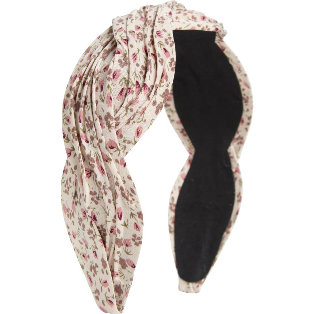 Tasha Floral Pleated Headband In Ivory