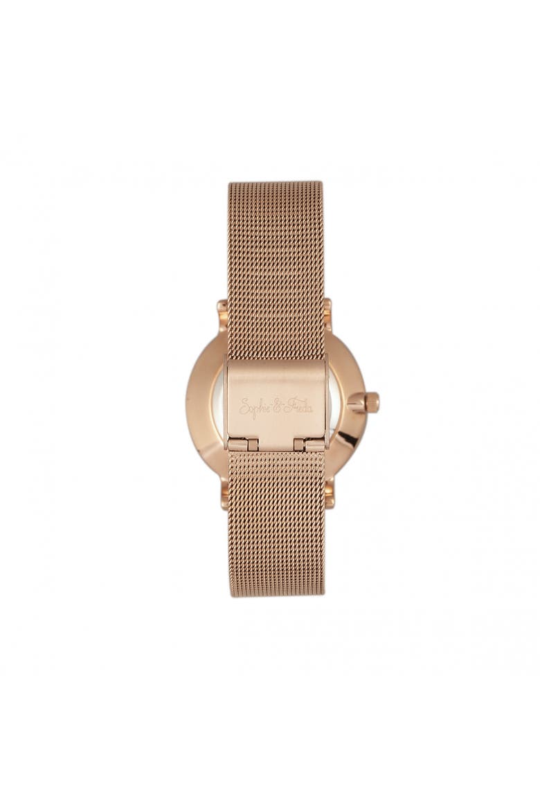 Sophie & Freda Savannah Mesh Bracelet Watch w/Swarovski Crystals, Alternate, color, Rose Gold